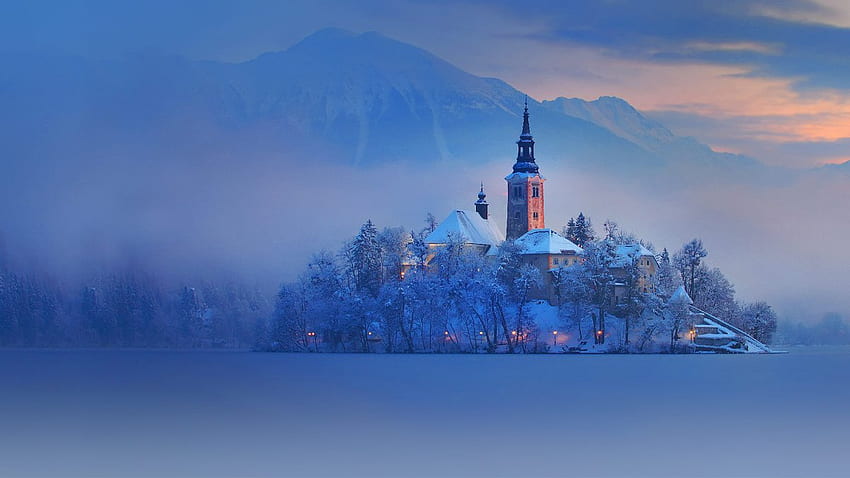- Езерото Блед, Словения Име : Bled Snow Дата : 12 февруари 2016 г. Автор : © Dan Briski 500px Държава : Словения HD тапет