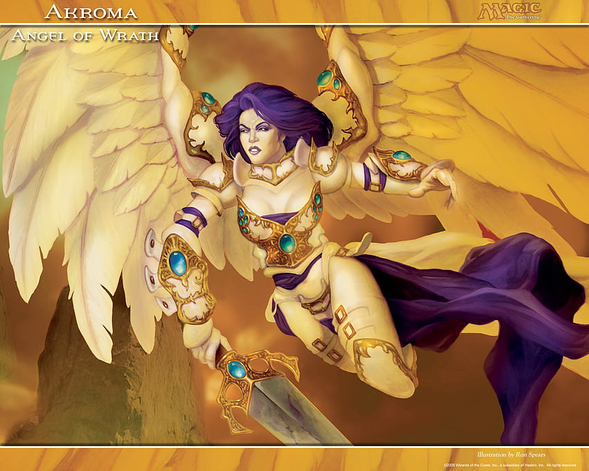 Akroma, wings, worrior, cards, sword, winged, magic the gathering, angel, card game HD wallpaper