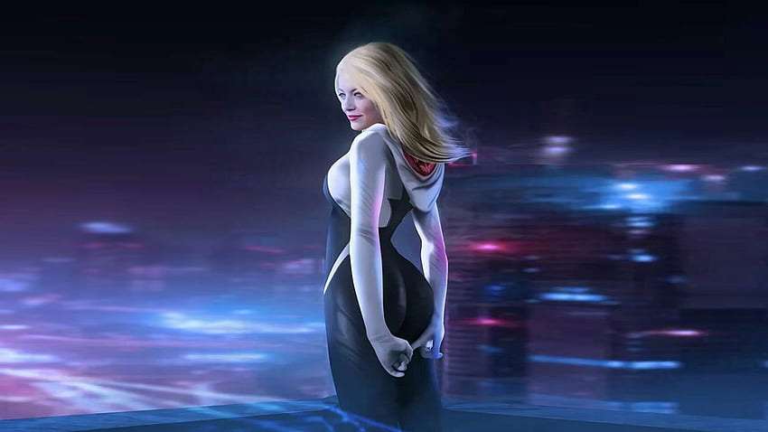 Woman In Black And White Dress Character, Spider Gwen, Emma Stone HD wallpaper