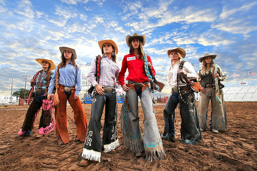 Rodeo Day . ., style, rodeo, brunettes, cowgirls, ranch, blondes, chaps, women, boots, western, hats HD wallpaper