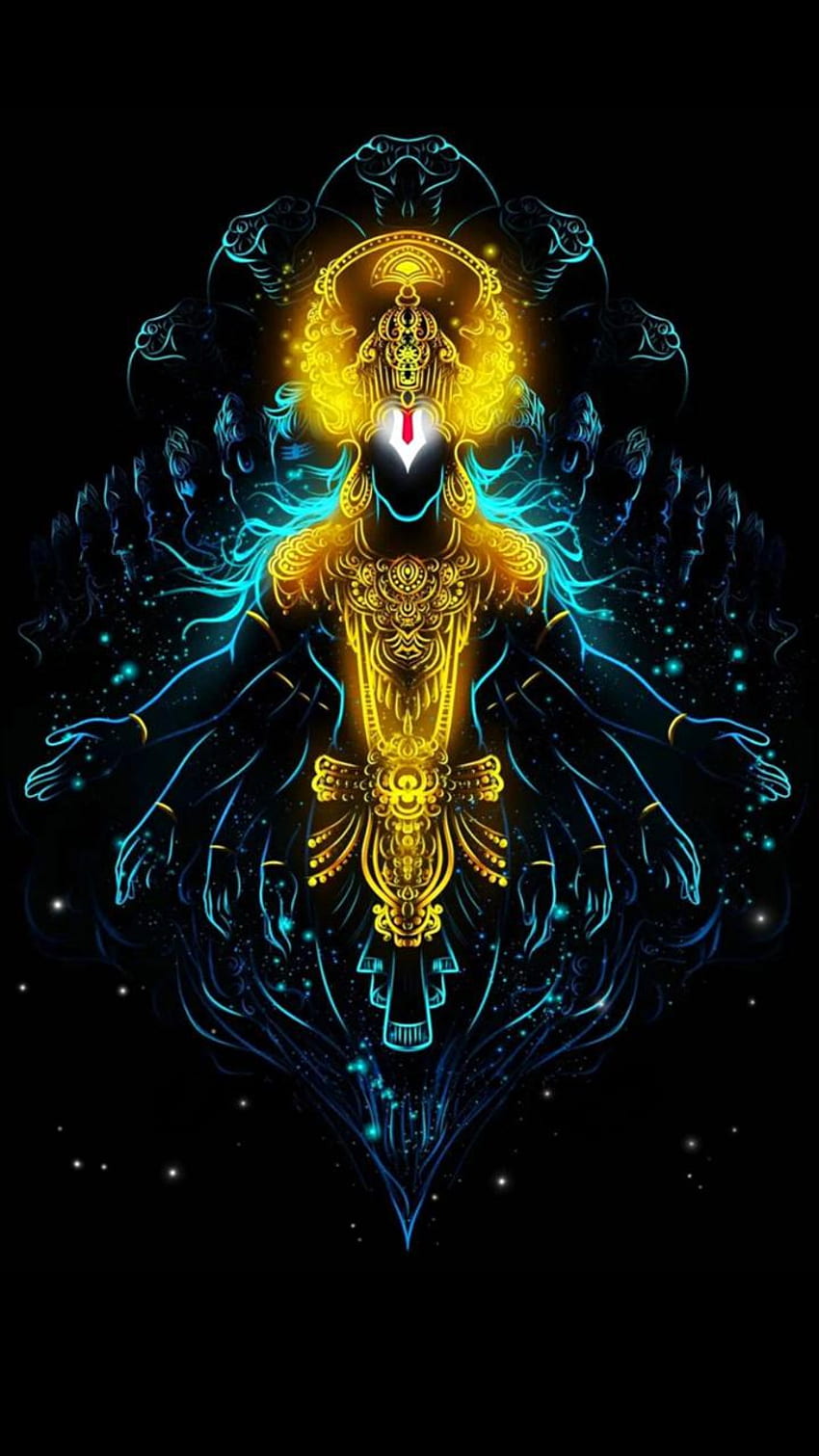 lord vishnu, art, neon art, spritual, god, digital art HD phone wallpaper