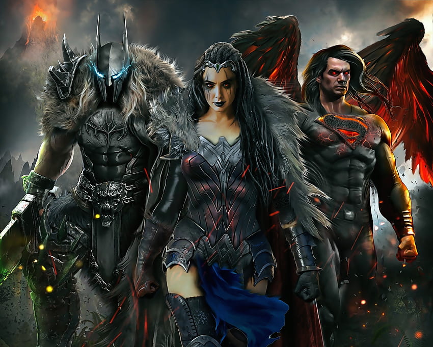 Dark Trinity, Batman, Harika Kadın, Süpermen, sanat eseri HD duvar kağıdı