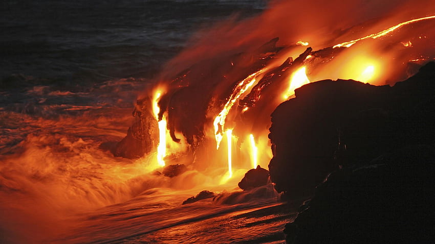 Kīlauea Lava Flow To The Ocean . Studio 10 HD wallpaper