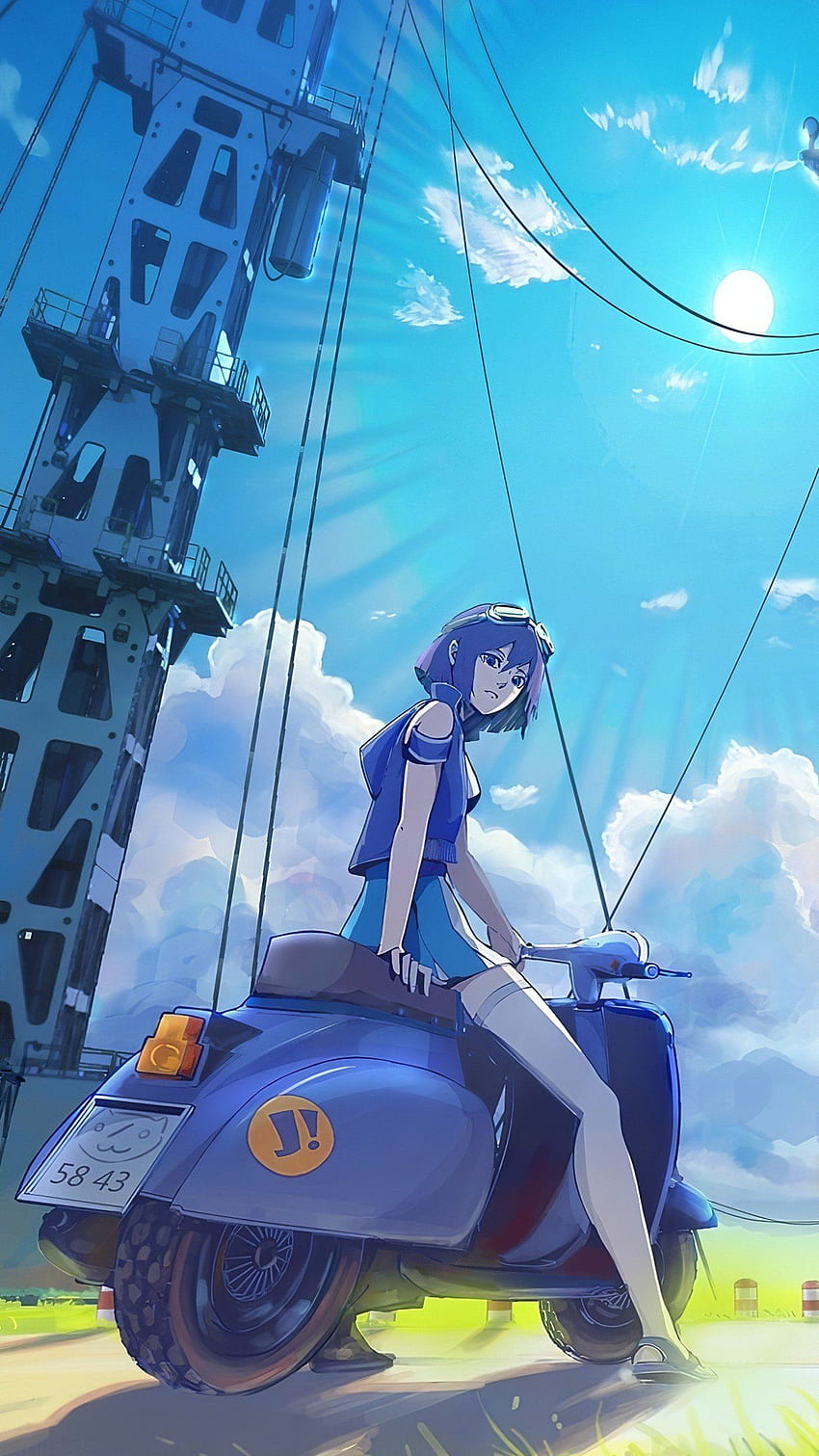 Premium AI Image | Anime girl riding a scooter with a cat on the back  generative ai