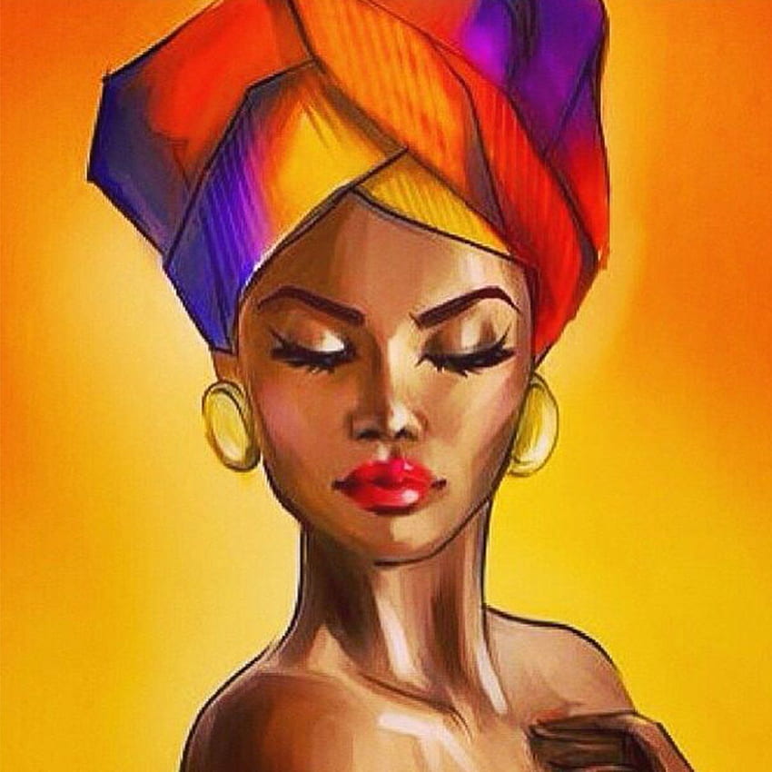 Pinturas de mujeres africanas, arte mujer fondo de pantalla del teléfono