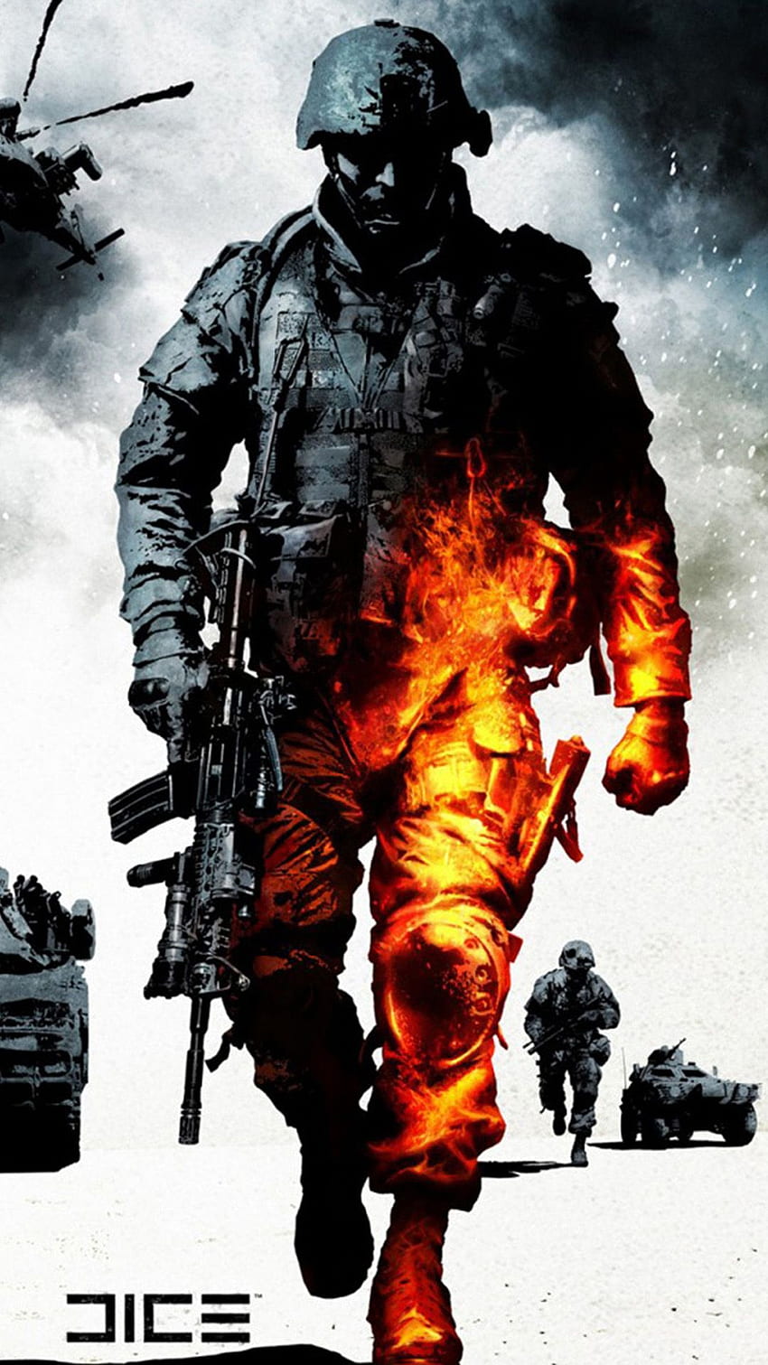Военен Burning Soldier iPhone 8, Cool Military HD тапет за телефон