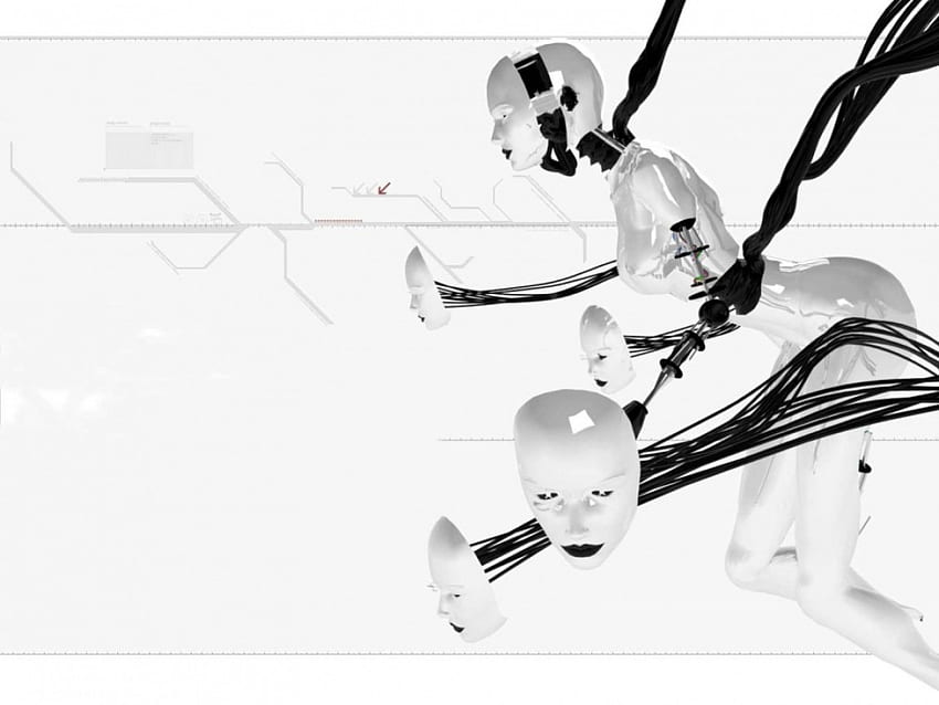 Branco Robô, rostos, robô, 3d, feminino papel de parede HD