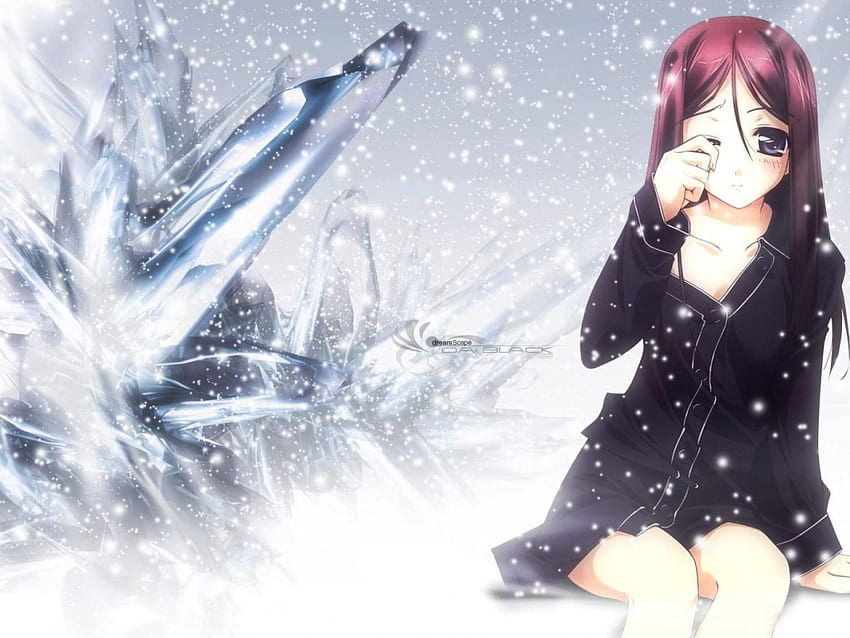 Sự lạnh lẽo của mùa đông được diễn tả chân thực trong ảnh nền HD độc đáo với cô gái trong anime đơn độc và cô độc bên dải băng tuyệt đẹp.