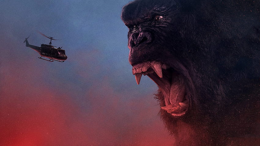 King Kong: Skull Island, Angry, Helicóptero IPhone 8 7 6 6S , , , 3D King Kong fondo de pantalla