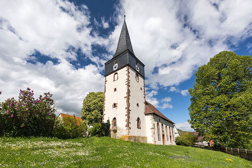 教会 ドイツ 塔 ヘッセン州 空 雲 都市 高画質の壁紙