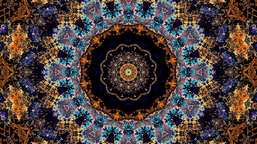Blue Orange Art Fractal Pattern Kaleidoscope Abstraction Abstract HD wallpaper