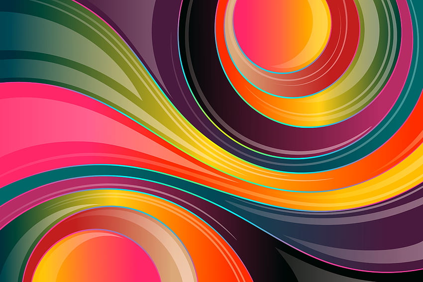 Colorful waves, lines, glossy and multicolor, abstract HD wallpaper