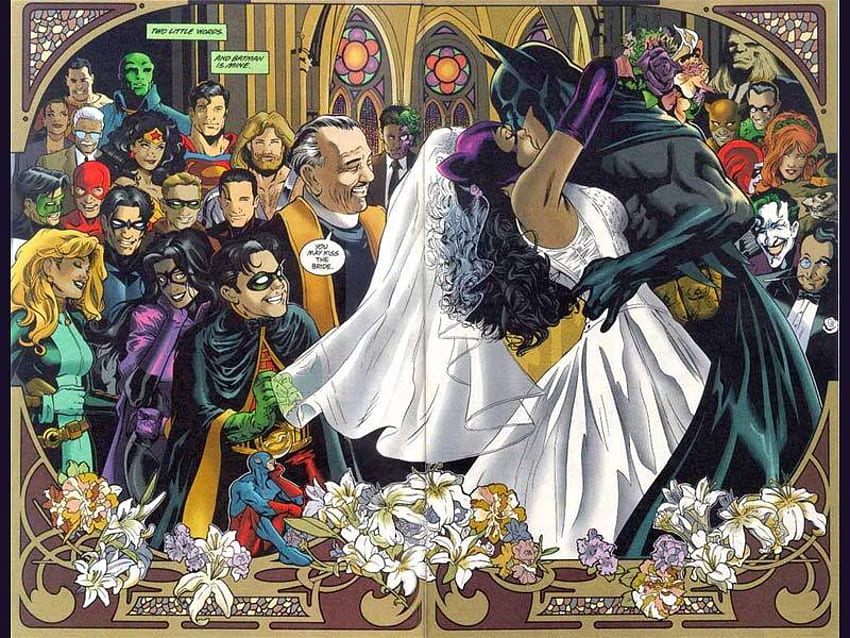 Cat Woman marries Batman, other, carton, fun, entertainment HD wallpaper