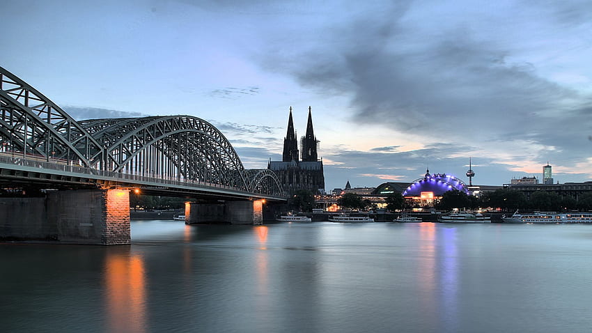 Köln Am Abend - Truss Bridge,, Koln HD wallpaper