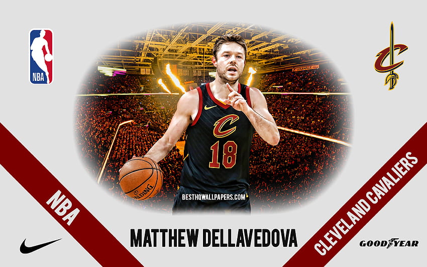 Matthew Dellavedova, Cleveland Cavaliers, australischer Basketballspieler, NBA, Porträt, USA, Basketball, Rocket Mortgage FieldHouse, Logo der Cleveland Cavaliers HD-Hintergrundbild