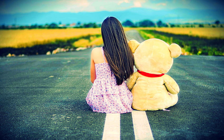 Hugging Girl Teddy Bear, Teddy Bear Face HD wallpaper