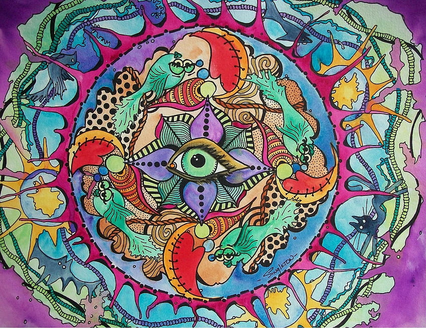 psychedelic, Fantasi, Mata, Ikan / dan Latar Belakang Seluler, Komputer Seni Hippie Wallpaper HD