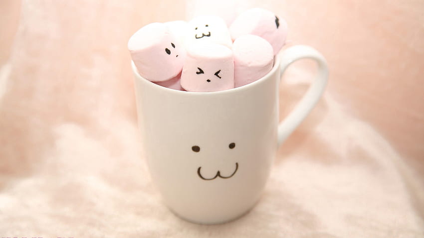 Cup, Zephyr, Marshmallow, Smilies, Smiles HD wallpaper