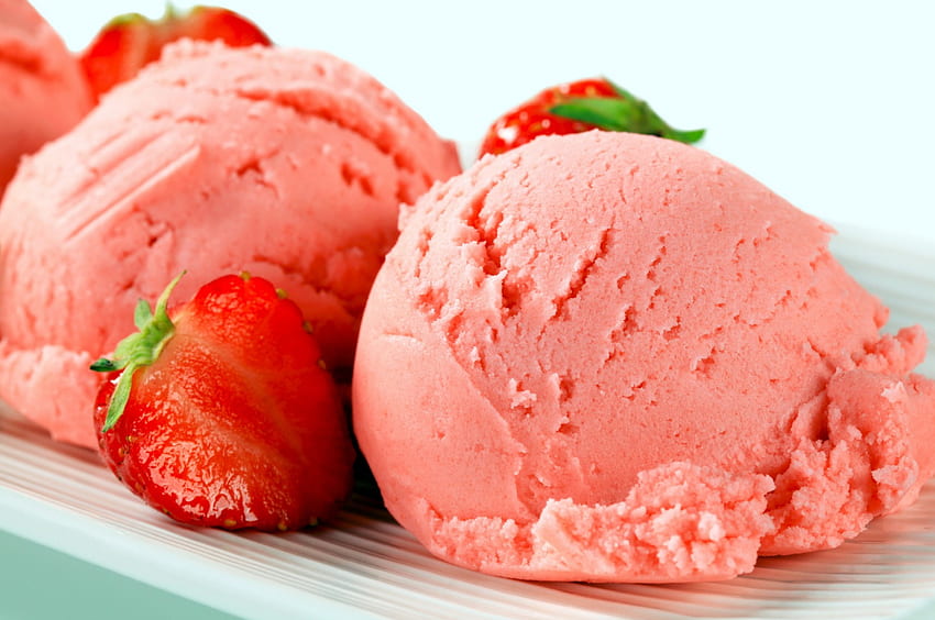 딸기 아이스크림, 달콤한, 딸기, 맛있는, 디저트, 아이스크림 HD 월페이퍼