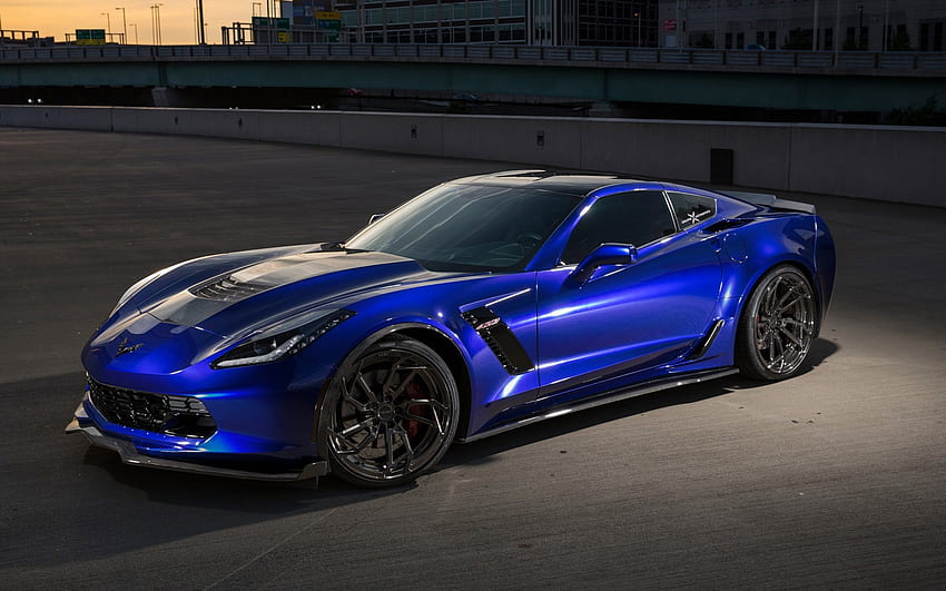 2014 Corvette 427 LT1, mavi arabalar, chevrolet, yan görünüm, arabalar, araçlar, korvet HD duvar kağıdı