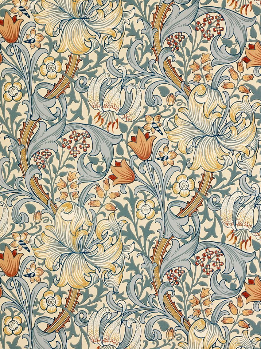 Morris & Co. Golden Lily, Hijau / Merah, 210398. William morris wallpaper ponsel HD