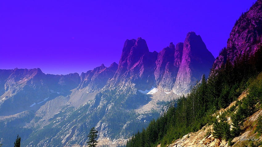 Liberty Bell Mountain, abstract, color, washington, , mountains HD wallpaper