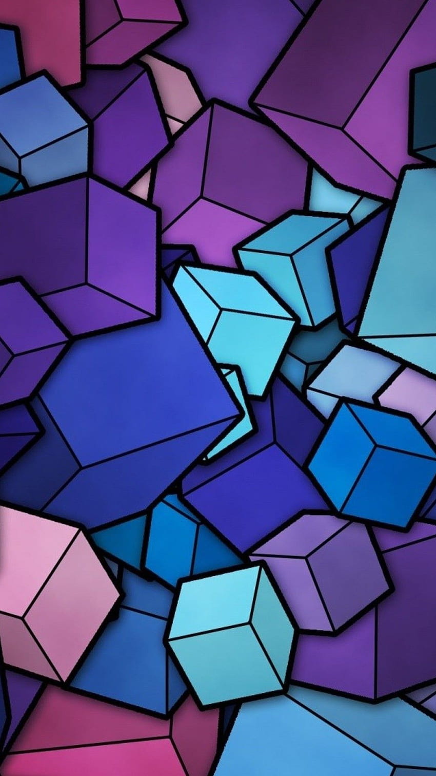 Abstraktes iPhone 6 Plus - abstrakte blaue cyan-blaue lila Würfel HD-Handy-Hintergrundbild