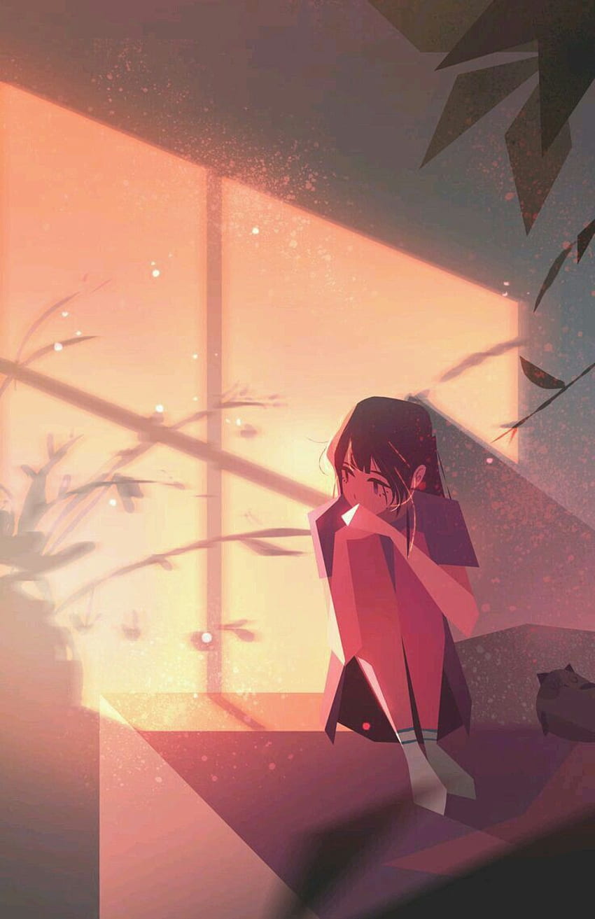 AloNe•_• ideas in 2021. anime scenery, art , illustration art, Anime Girl Alone Light HD phone wallpaper
