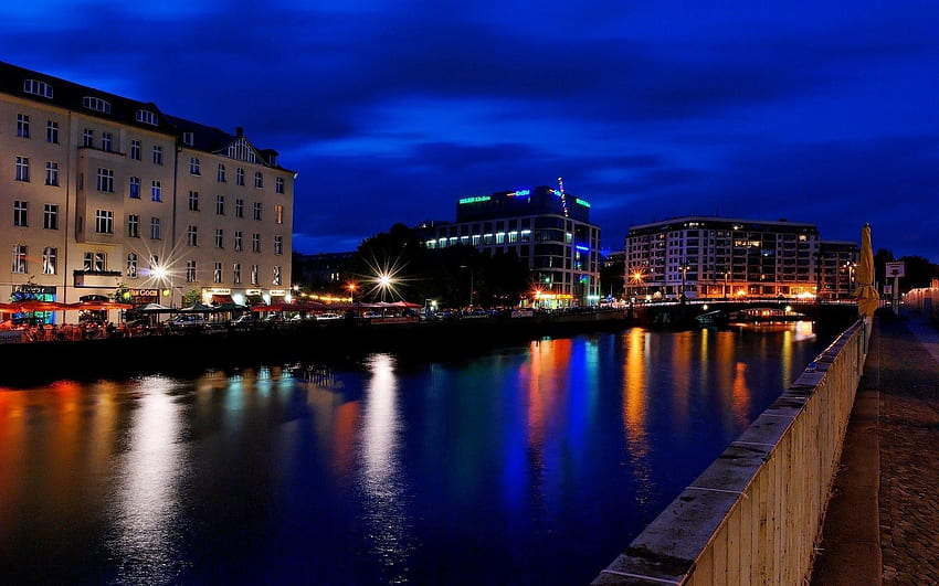 Städte, Flüsse, Nacht, Berlin, Gebäude, Ufer, Ufer, Deutschland HD-Hintergrundbild