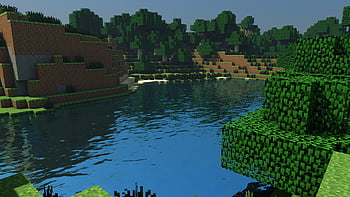 Water trees sheep Minecraft skyscapes cinema 4d terrain tapeta ...