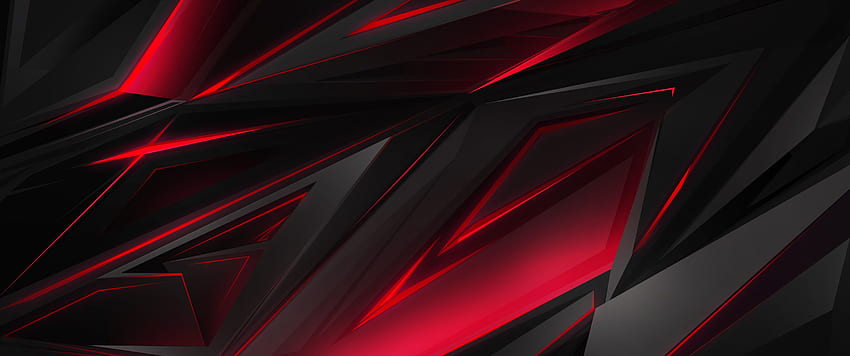 Black Red Abstract Polygon 3D, 3440X1440 Abstract HD wallpaper