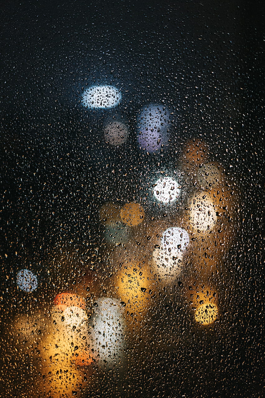 Deszcz, Krople, Światła, Makro, Mokro, Powierzchnia, Szkło, Bokeh, Boquet Tapeta na telefon HD