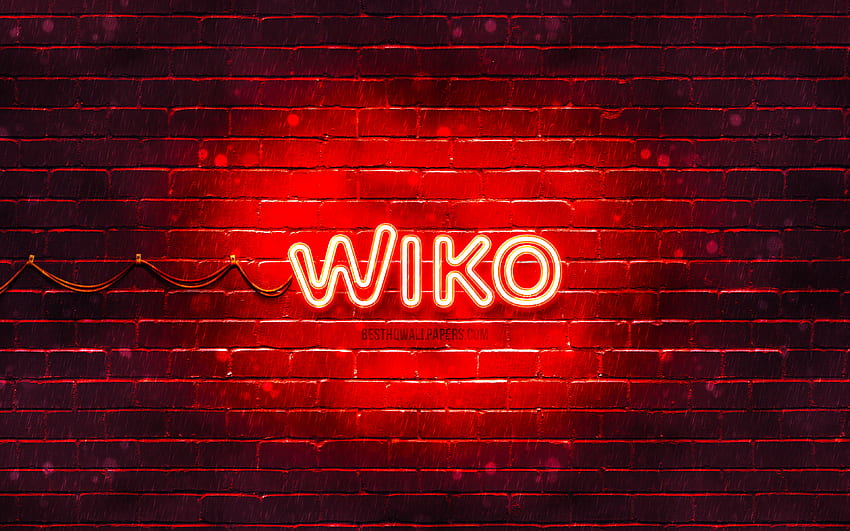 Logo rouge Wiko, , brickwall rouge, logo Wiko, marques, logo néon Wiko, Wiko Fond d'écran HD
