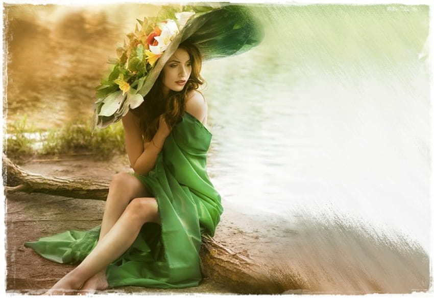 Flora, Blume, Mädchen, Hut, Frau, Schönheit HD-Hintergrundbild