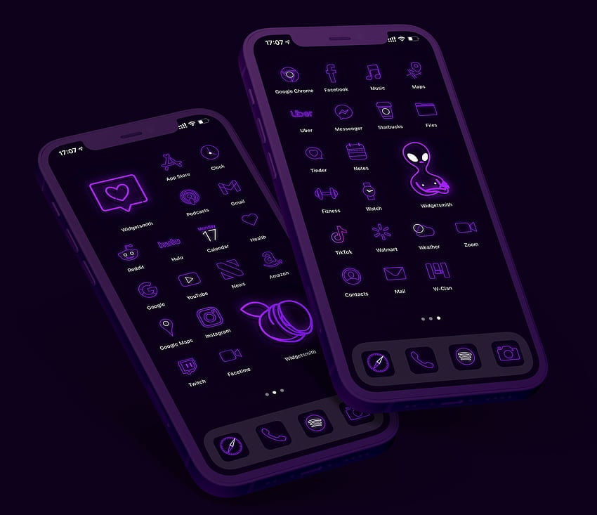 Лилава неонова икона на приложението - Neon Aesthetic икона на iOS 14, Purple Neon Aesthetic компютър HD тапет