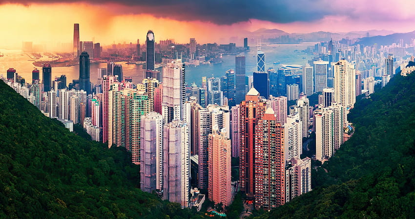 hong kong china city skyline ултра висококачествени стени HD тапет