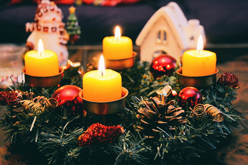 Vacanze, Natale, abete, abete rosso, decorazione, candela Sfondo HD
