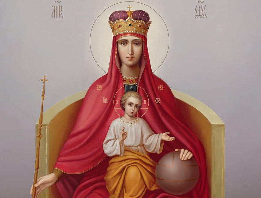 Mother of God, the Queen, Mary, Jesus, Queen, Virgin, icon, Child HD wallpaper