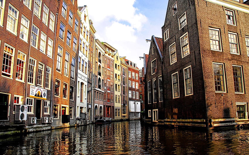 Villes, Maisons, Ville, Canal vénitien, Canal de Venise, Bâtiments, Construit, Amsterdam Fond d'écran HD