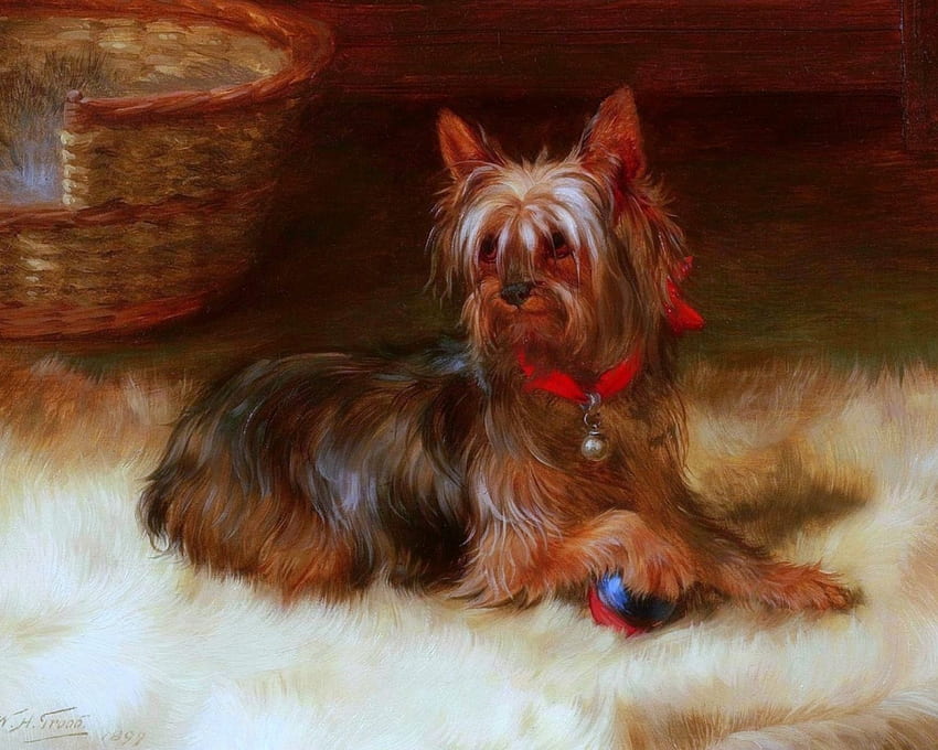 Brown Doggie, cinta empat musim, binatang, anjing, meng dan melukis, berbulu, lukisan, anjing dan kucing Wallpaper HD