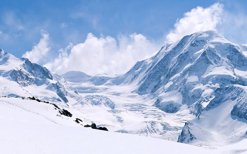 Бели снежни планини Зимна природа Снежна планина HD тапет