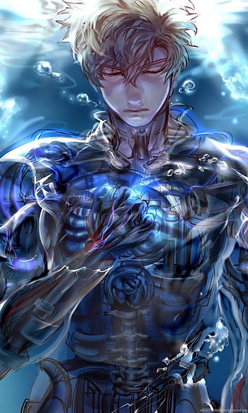 Wallpaper anime, art, guys, cyborg, Saitama, One Punch Man, Genos for  mobile and desktop, section прочее, resolution 3816x2480 - download