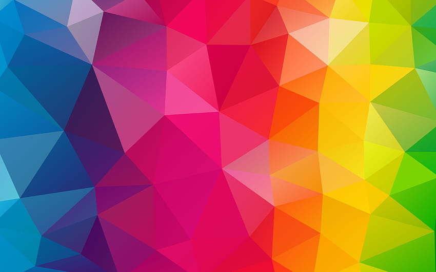 三角形のカラフルな背景、紫の三角形 8 K 高画質の壁紙