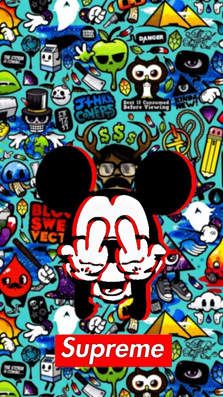 Supreme goofy, micky mouse, bape, gucci, lv, ripndip, HD phone