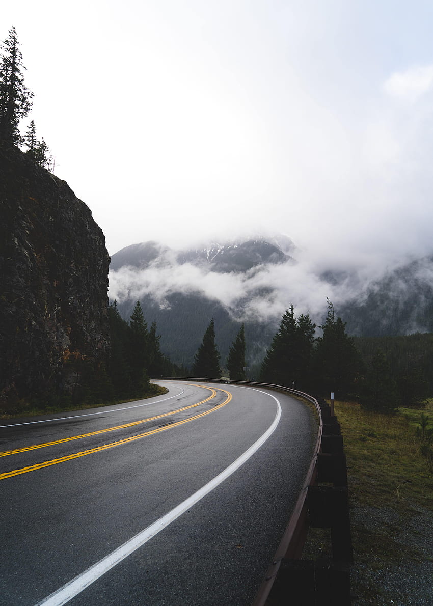 Nature, Trees, Clouds, Road, Markup, Dahl, Distance HD phone wallpaper