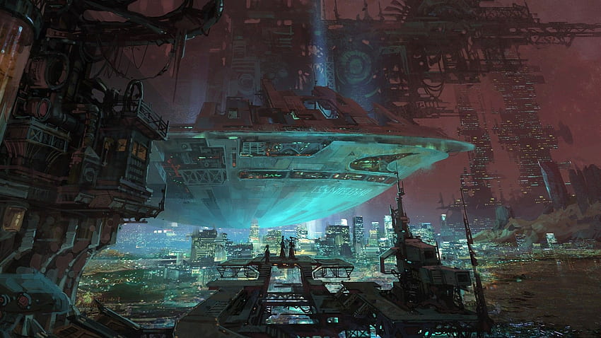 futuristisch, futuristische Stadt, Stadt, Kunstwerk, Fantasiekunst, Konzeptkunst, Science Fiction HD-Hintergrundbild
