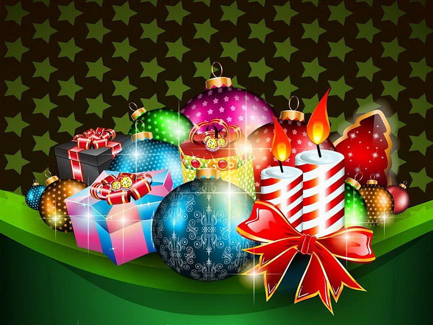 Colorful Christmas, colorido, agradable, , feriado, prediseñadas, reflexión, velas, año nuevo, feliz navidad, cinta, regalos, bolas, llama, hermoso, campanas, feliz año nuevo, decoración, bonita, navidad, luz, vector, encantador fondo de pantalla