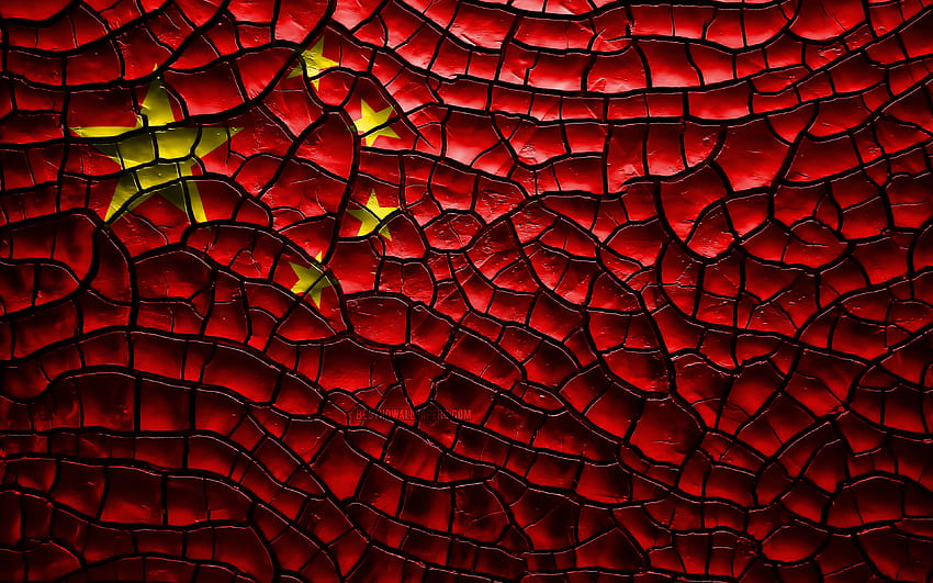 Flag of China, , cracked soil, Asia, China Red HD wallpaper