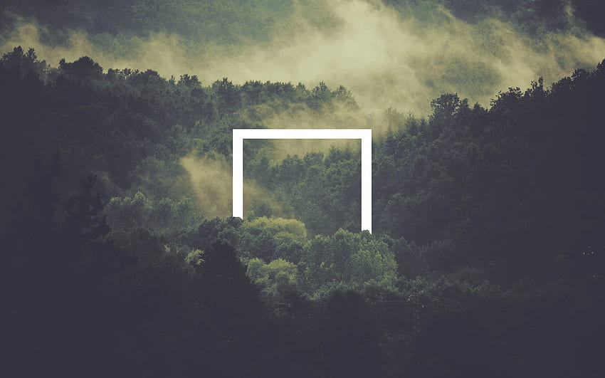 Foggy Forest - Geometric Shapes In Landscape HD wallpaper