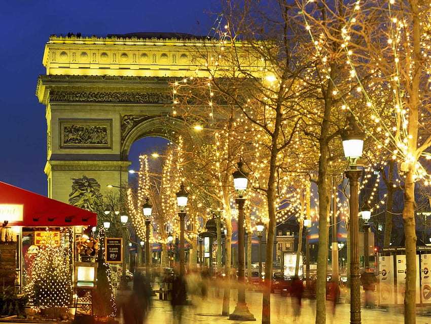 Триумфалната арка Париж Франция, Франция Коледа HD тапет
